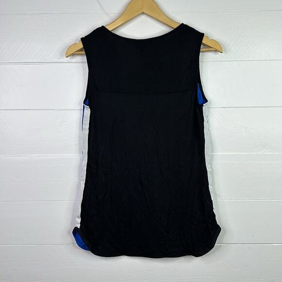 WORTHINGTON Blue Black White Sleeveless Blouse Tank Top Shirt Size Small - Picture 2 of 11